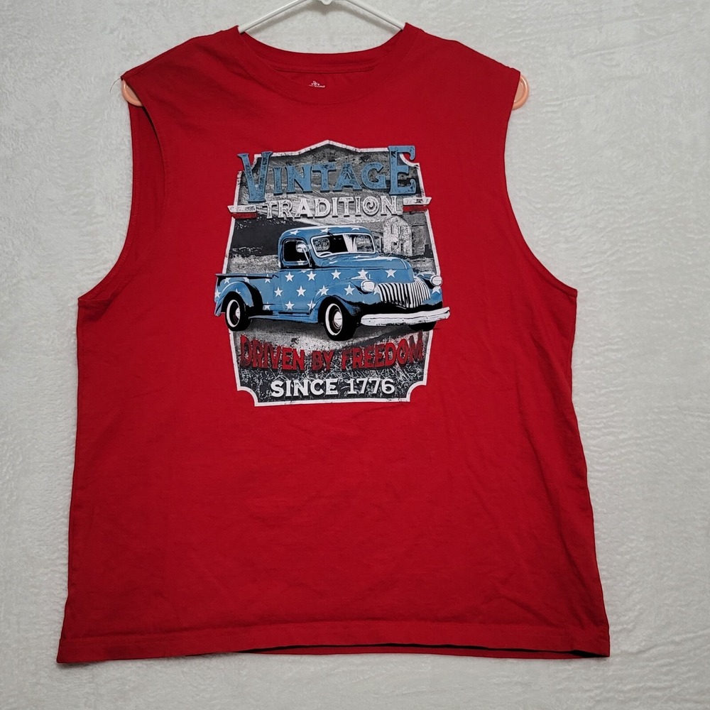Way To Celebrate Patriotic Men's Muscle Shirt Size L Large Red Casual Tank Top